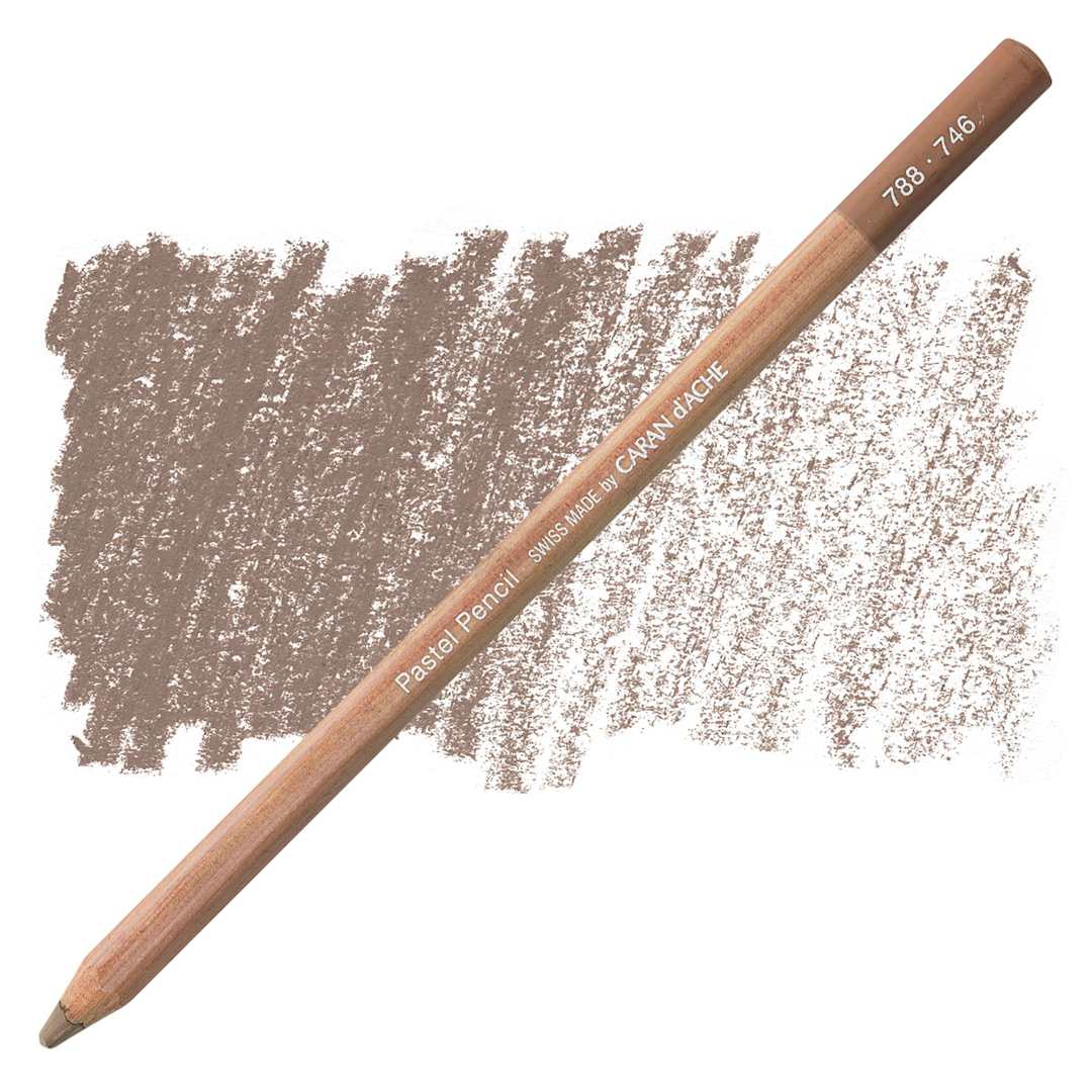 Open in modal - Caran d'Ache Pastel Pencil - Warm Earth 50% pencil and swatch