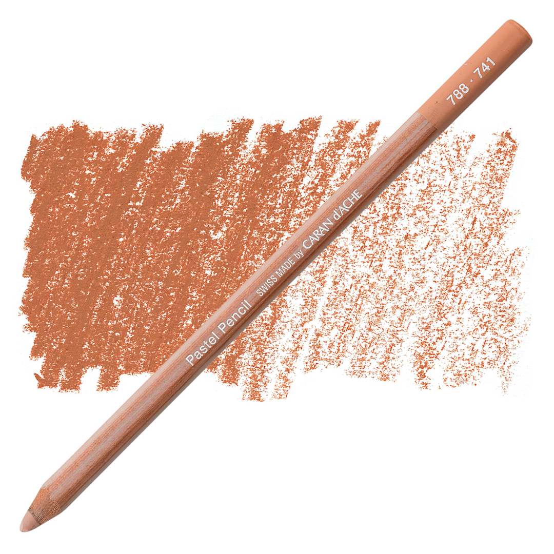 Open in modal - Caran d'Ache Pastel Pencil - Warm Earth 5% pencil and swatch