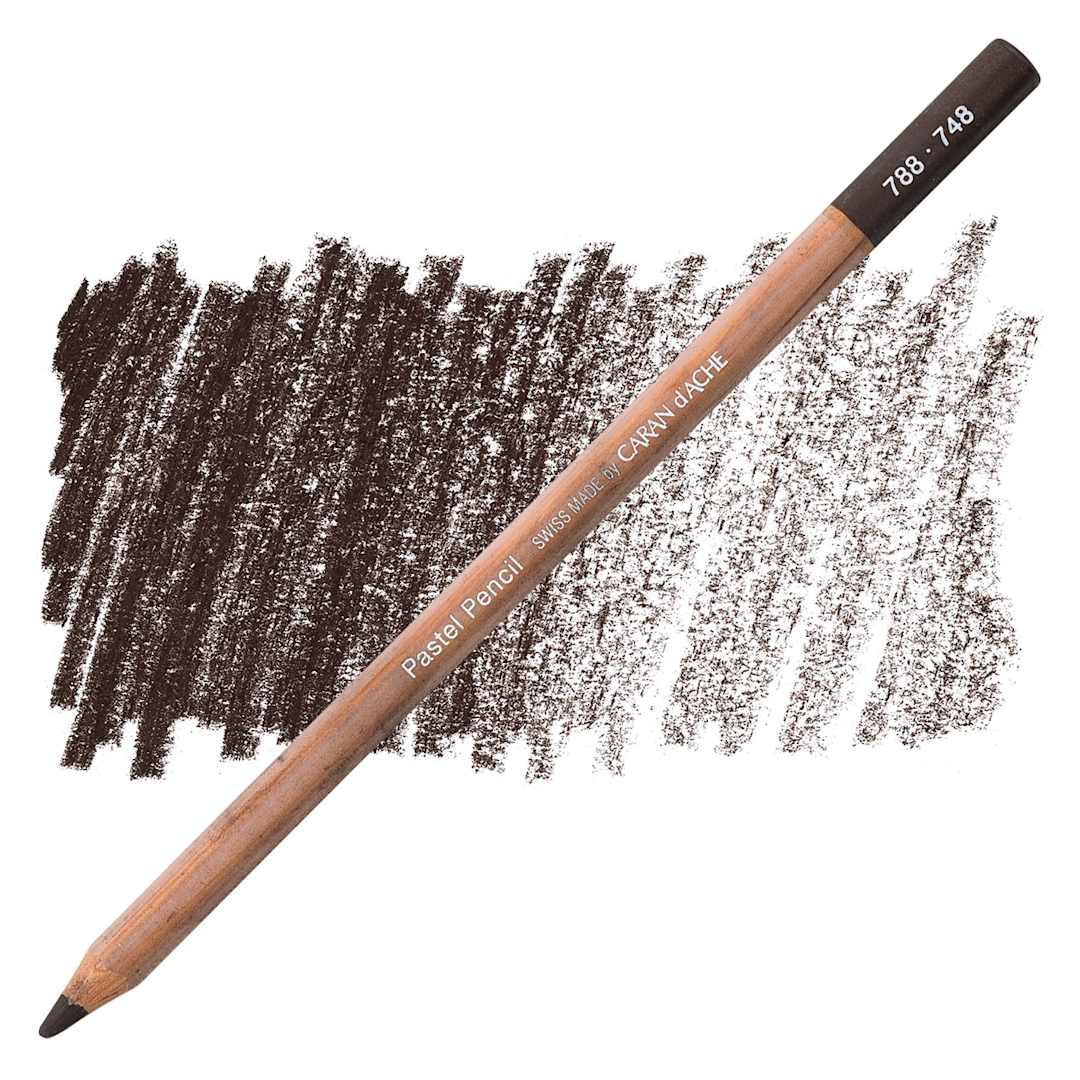 Open in modal - Caran d'Ache Pastel Pencil - Warm Earth 70% pencil and swatch