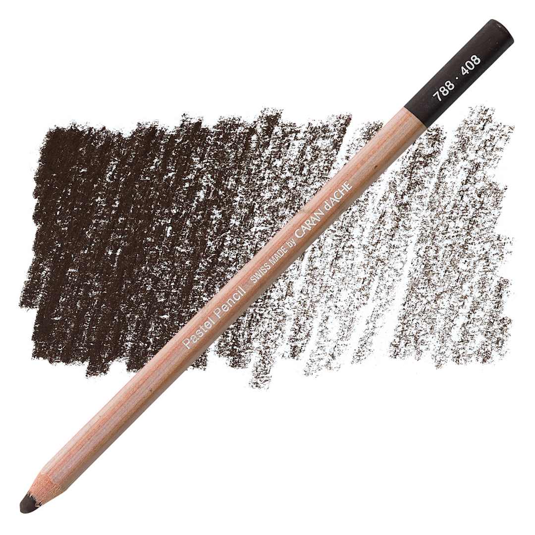 Open in modal - Caran d'Ache Pastel Pencil - Dark Sepia pencil and swatch