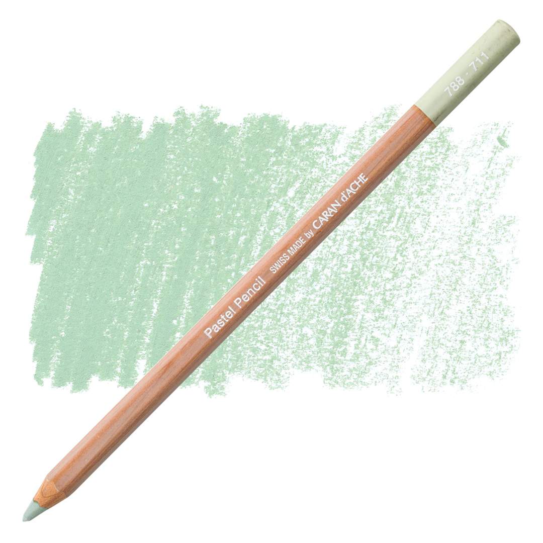 Open in modal - Caran d'Ache Pastel Pencil - Earth Green pencil and swatch