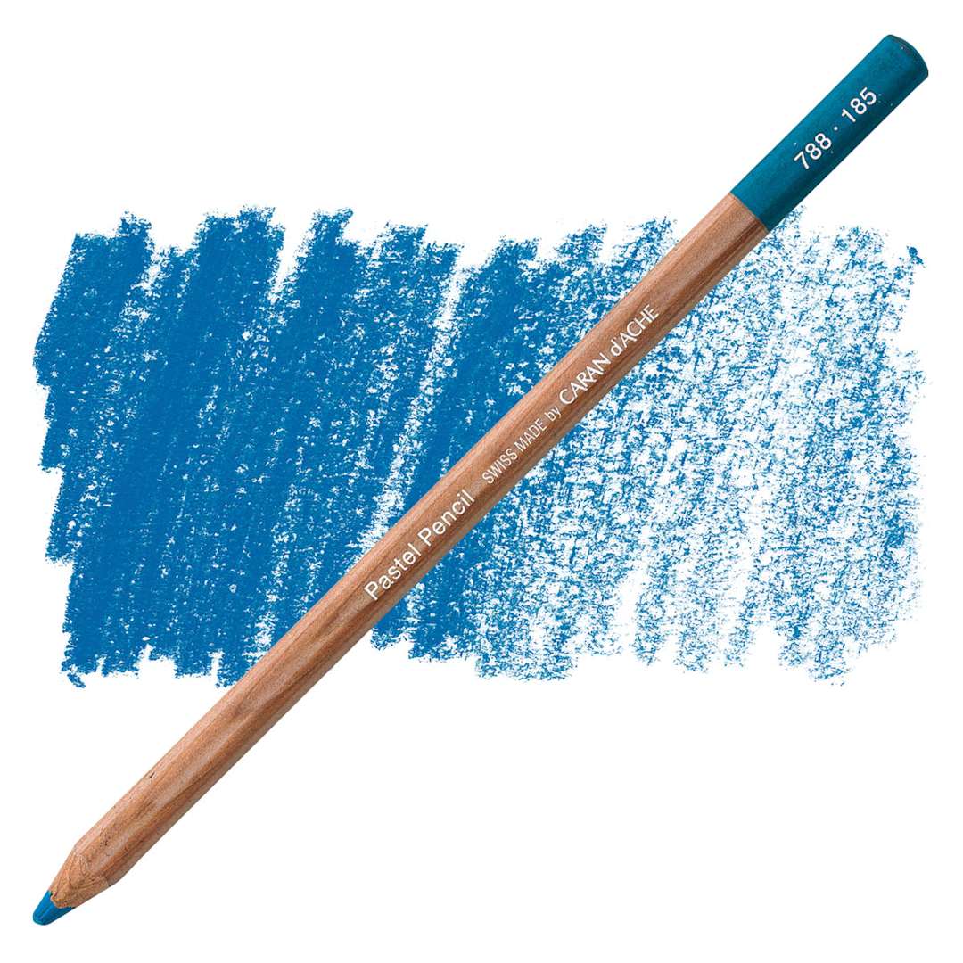 Open in modal - Caran d'Ache Pastel Pencil - Ice Blue pencil and swatch