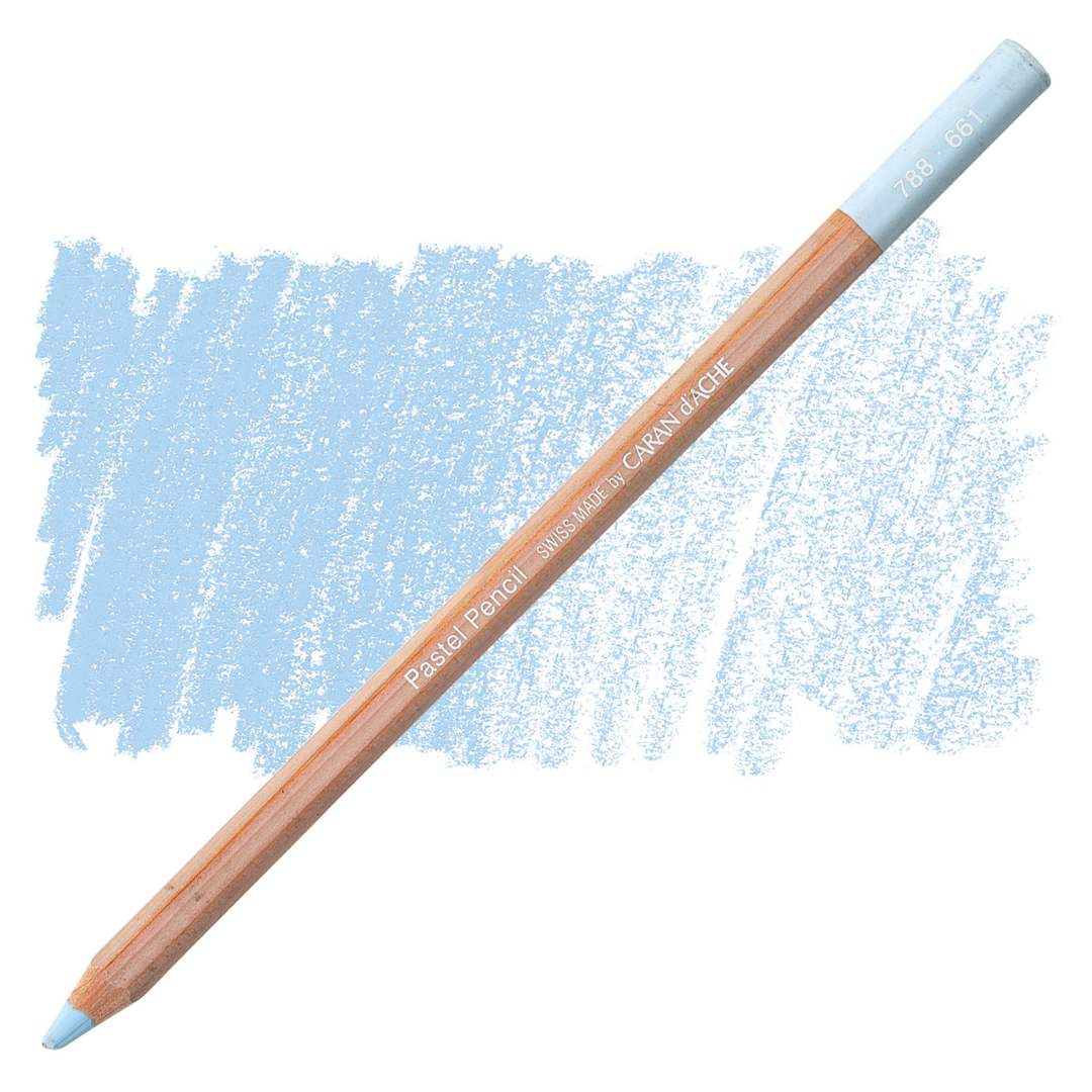 Open in modal - Caran d'Ache Pastel Pencil - Light Cobalt Blue pencil and swatch