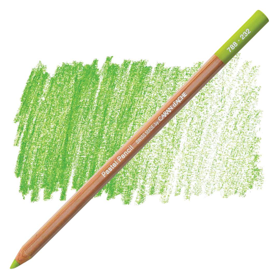 Open in modal - Caran d'Ache Pastel Pencil - Mid Moss Green 10 pencil and swatch