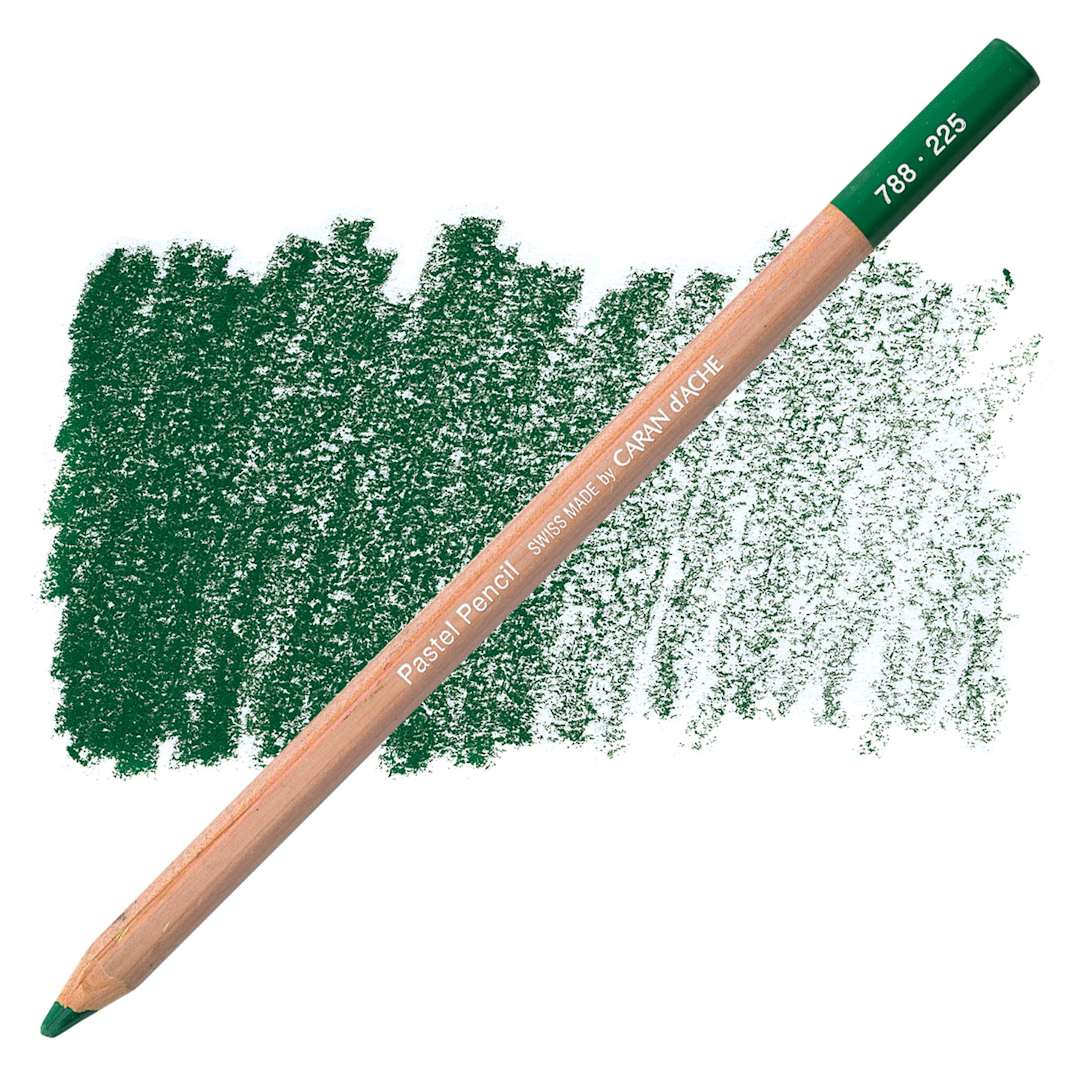 Open in modal - Caran d'Ache Pastel Pencil - Moss Green pencil and swatch