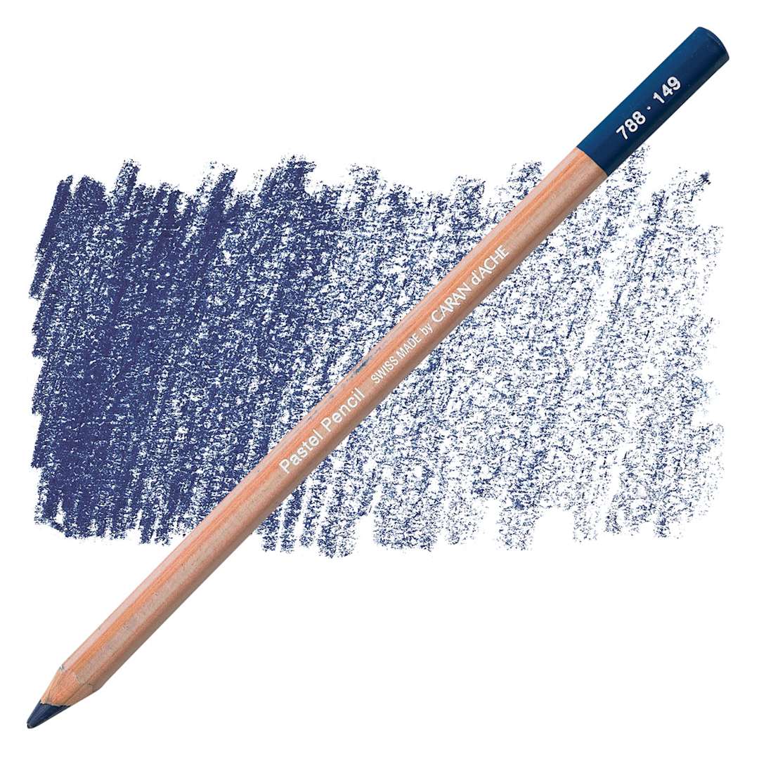Open in modal - Caran d'Ache Pastel Pencil - Night Blue pencil and swatch
