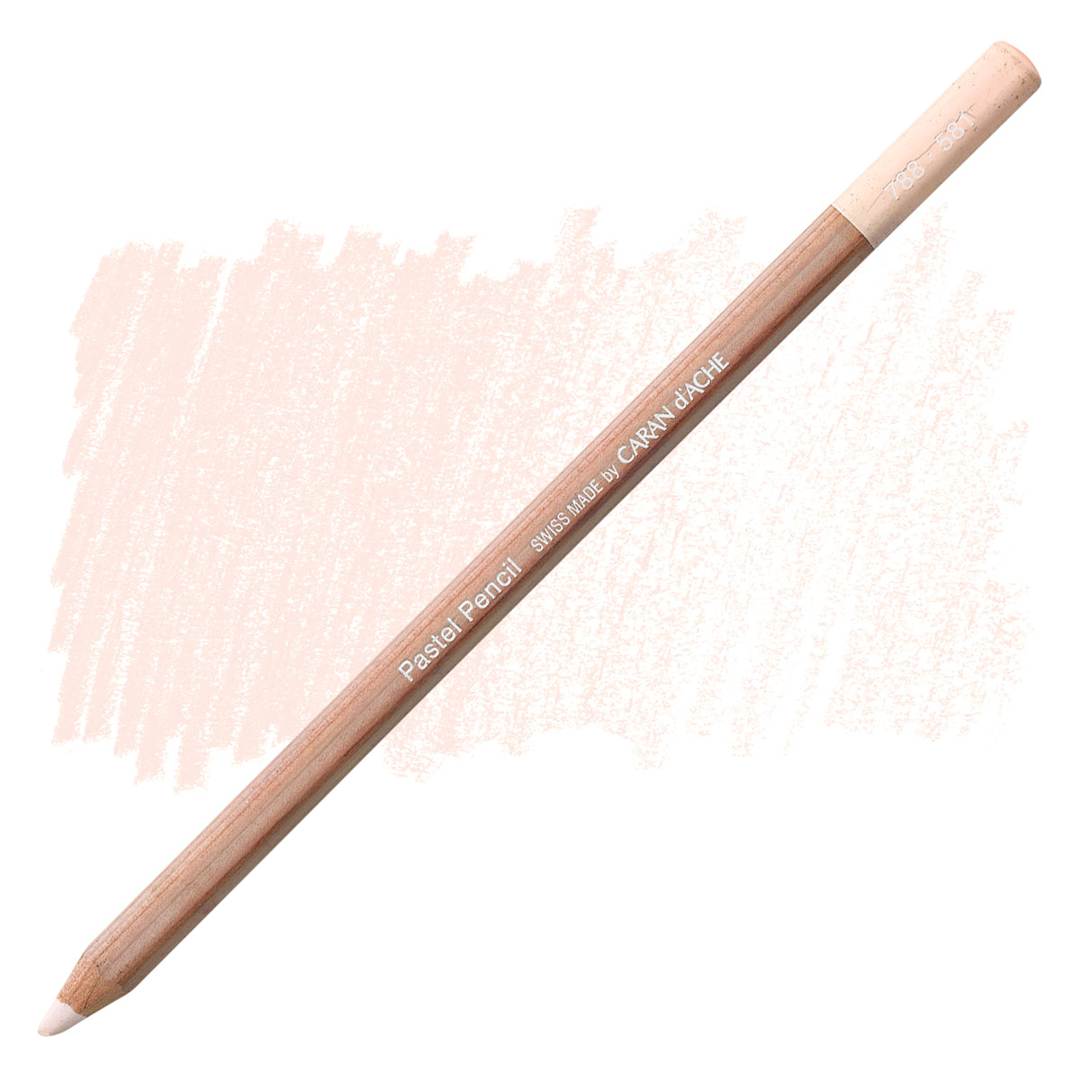 Open in modal - Caran d'Ache Pastel Pencil - Pink White pencil and swatch