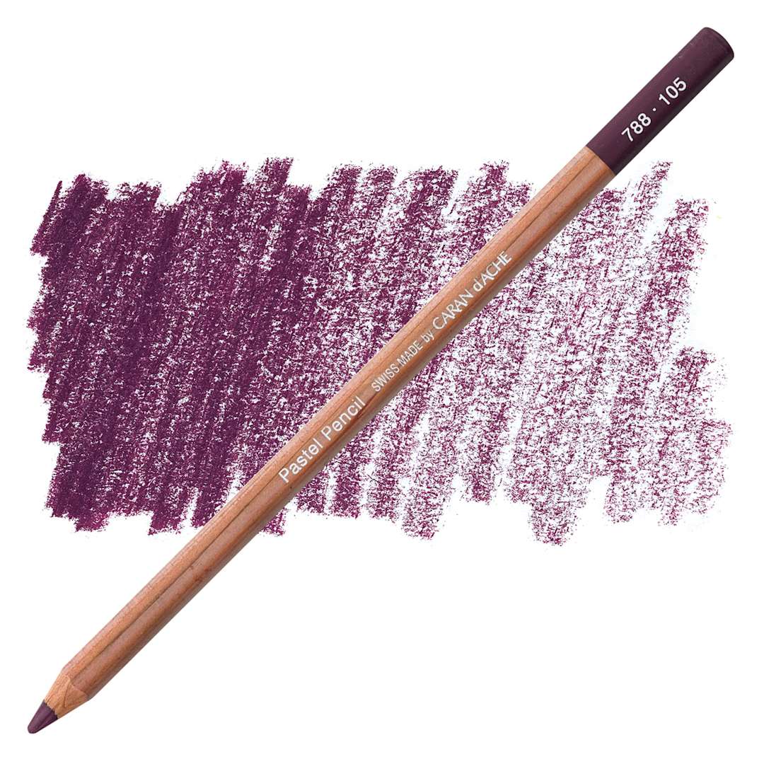 Open in modal - Caran d'Ache Pastel Pencil - Plum pencil and swatch
