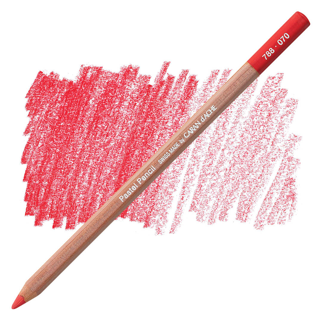 Open in modal - Caran d'Ache Pastel Pencil - Scarlet pencil and swatch