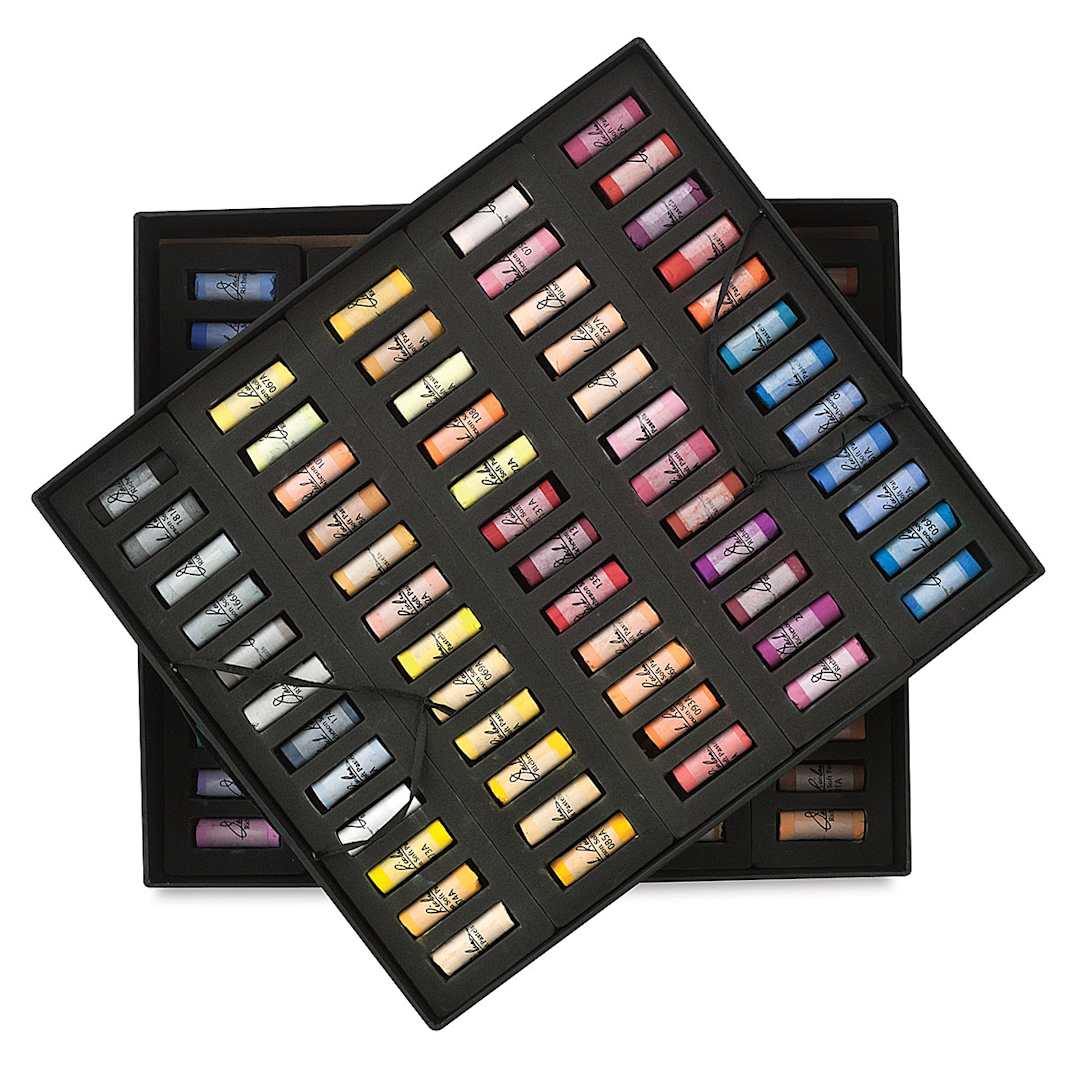 Open in modal - Half-Size Medium-Soft Pastel Sticks - Set of 120 shown in 2 trays stacked on top of each other