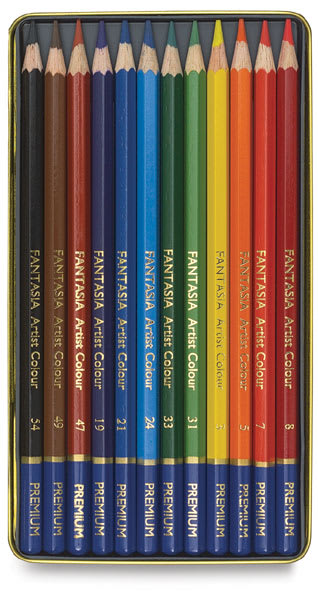Open in modal - Fantasia Colored Pencil Sets - Set of 12 shown open in storage tray