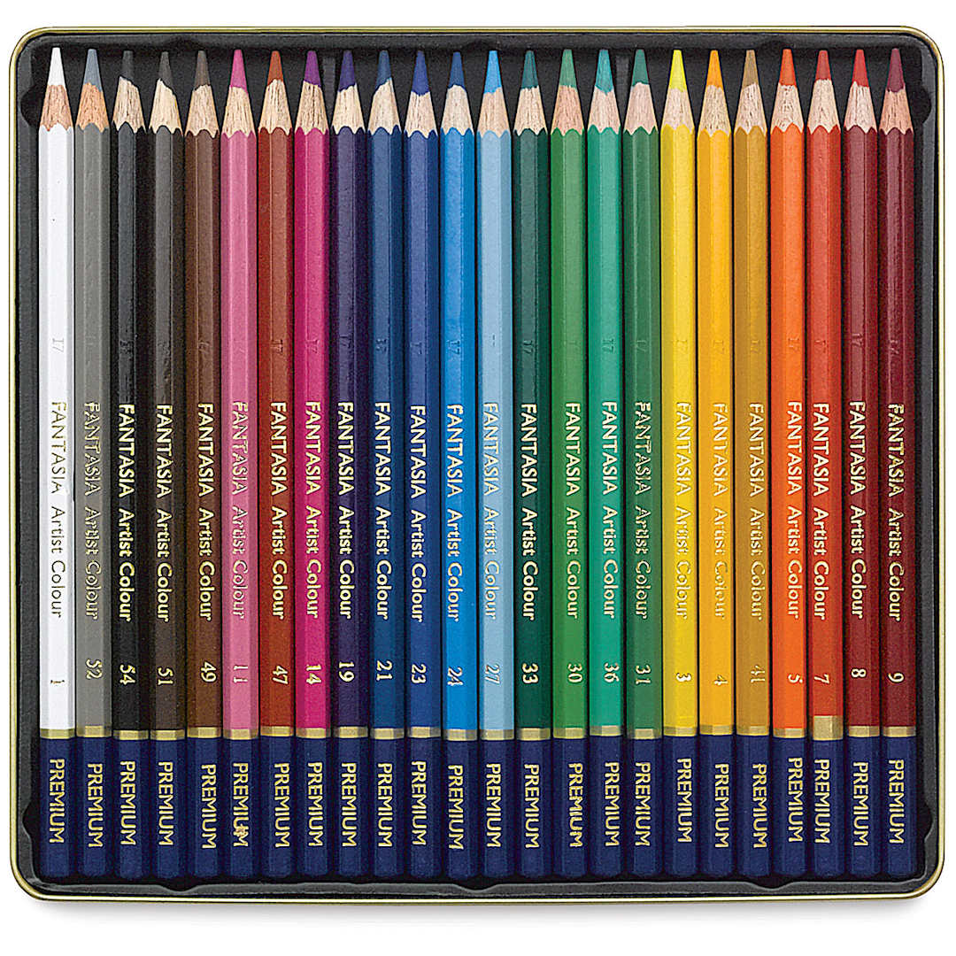 Open in modal - Fantasia Colored Pencil Set - Assorted Colors, Tin Box, Set of 24