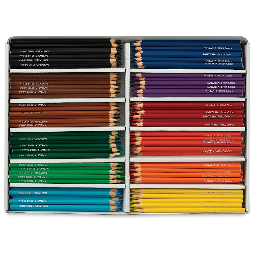 Open in modal - Fantasia Colored Pencil Sets - Open Class Pack showing 24 each color in storage tray