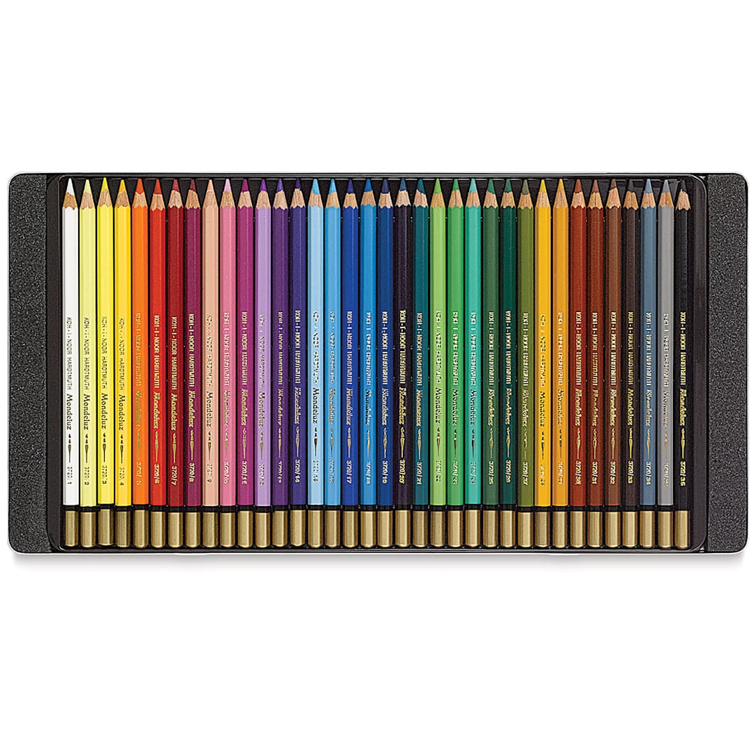 Open in modal - Koh-I-Noor Mondeluz Aquarelles Watercolor Pencil Set - Assorted Colors, Tin, Set of 36