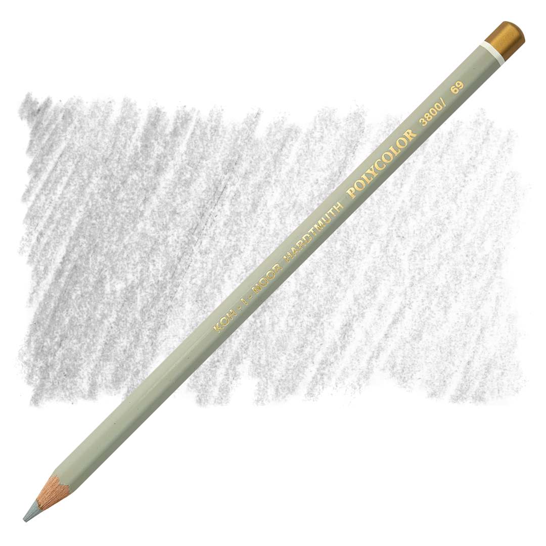Open in modal - Koh-I-Noor Polycolor Dry Color Drawing Pencil - Light Grey 69, swatch and pencil