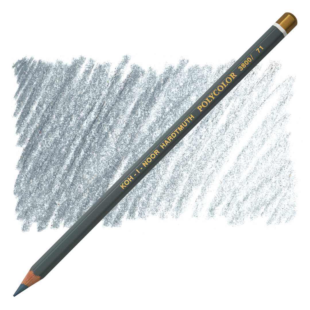 Open in modal - Koh-I-Noor Polycolor Dry Color Drawing Pencil - Medium Grey 71, swatch and pencil