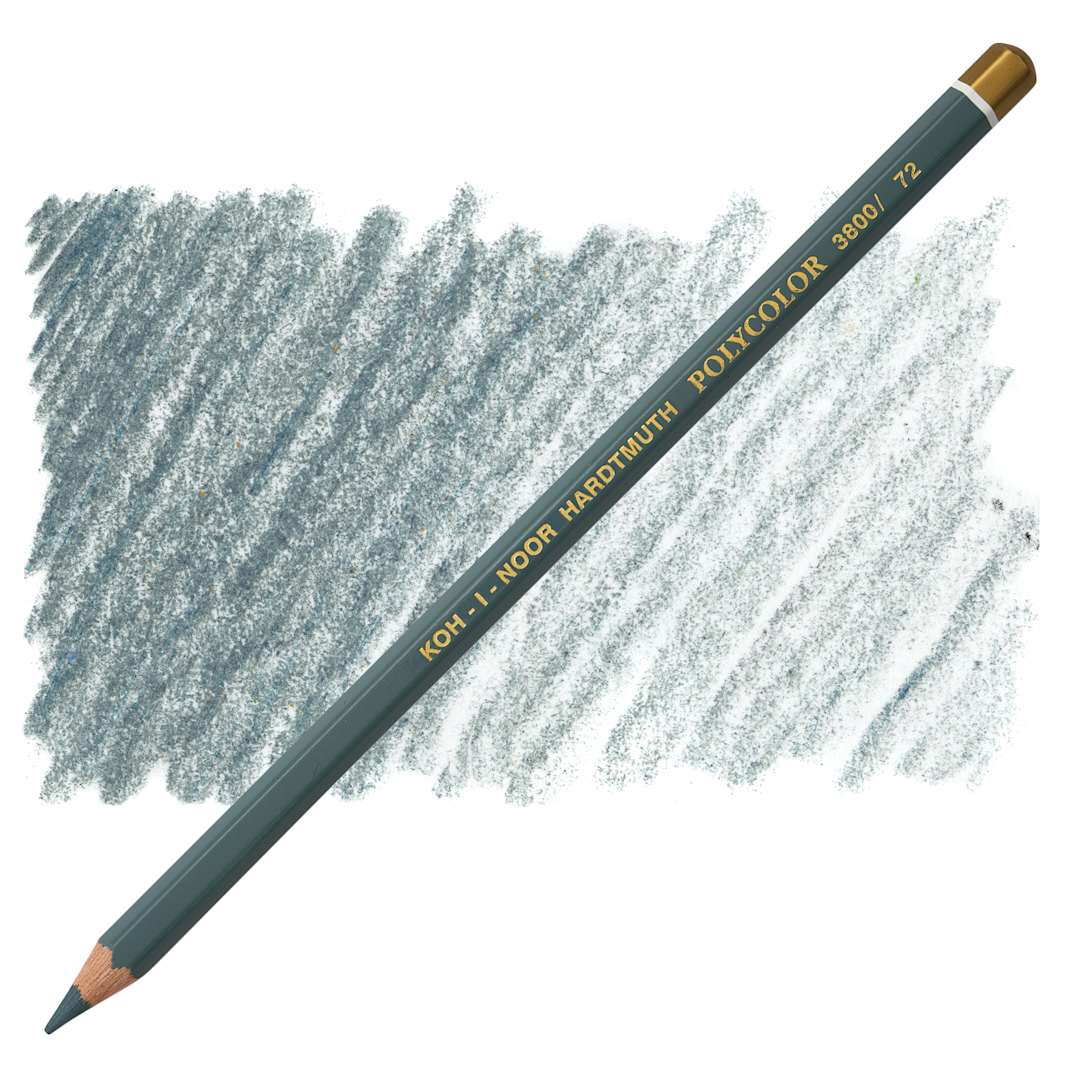 Open in modal - Koh-I-Noor Polycolor Dry Color Drawing Pencil - Slate Grey 72, swatch and pencil