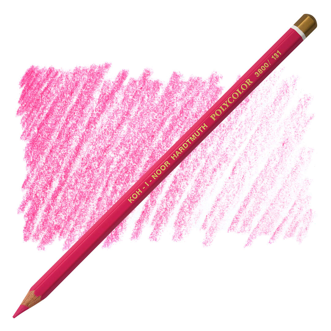 Open in modal - Koh-I-Noor Polycolor Dry Color Drawing Pencil - Pink 131, swatch and pencil