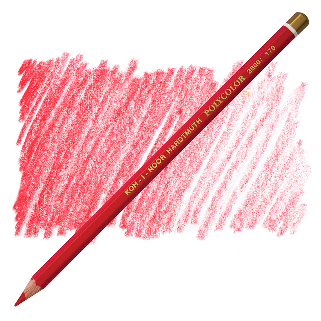 Open in modal - Koh-I-Noor Polycolor Dry Color Drawing Pencil - Carmine 170, swatch and pencil