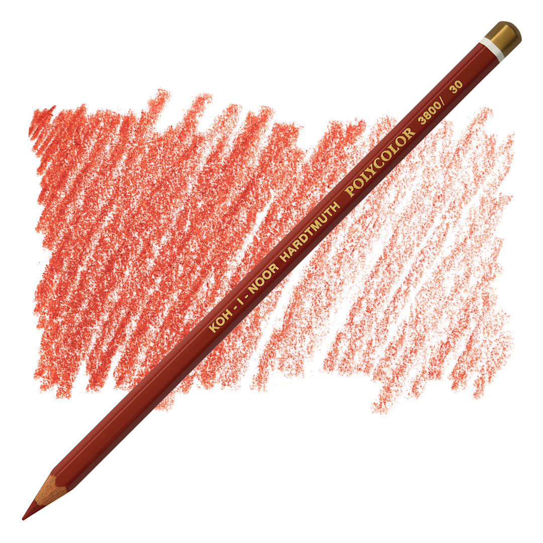 Open in modal - Koh-I-Noor Polycolor Dry Color Drawing Pencil - Indian Red 30, swatch and pencil