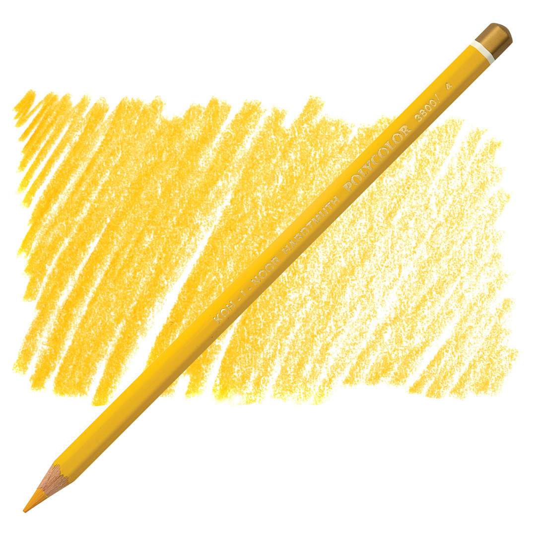 Open in modal - Koh-I-Noor Polycolor Dry Color Drawing Pencil - Dark Yellow 4, swatch and pencil