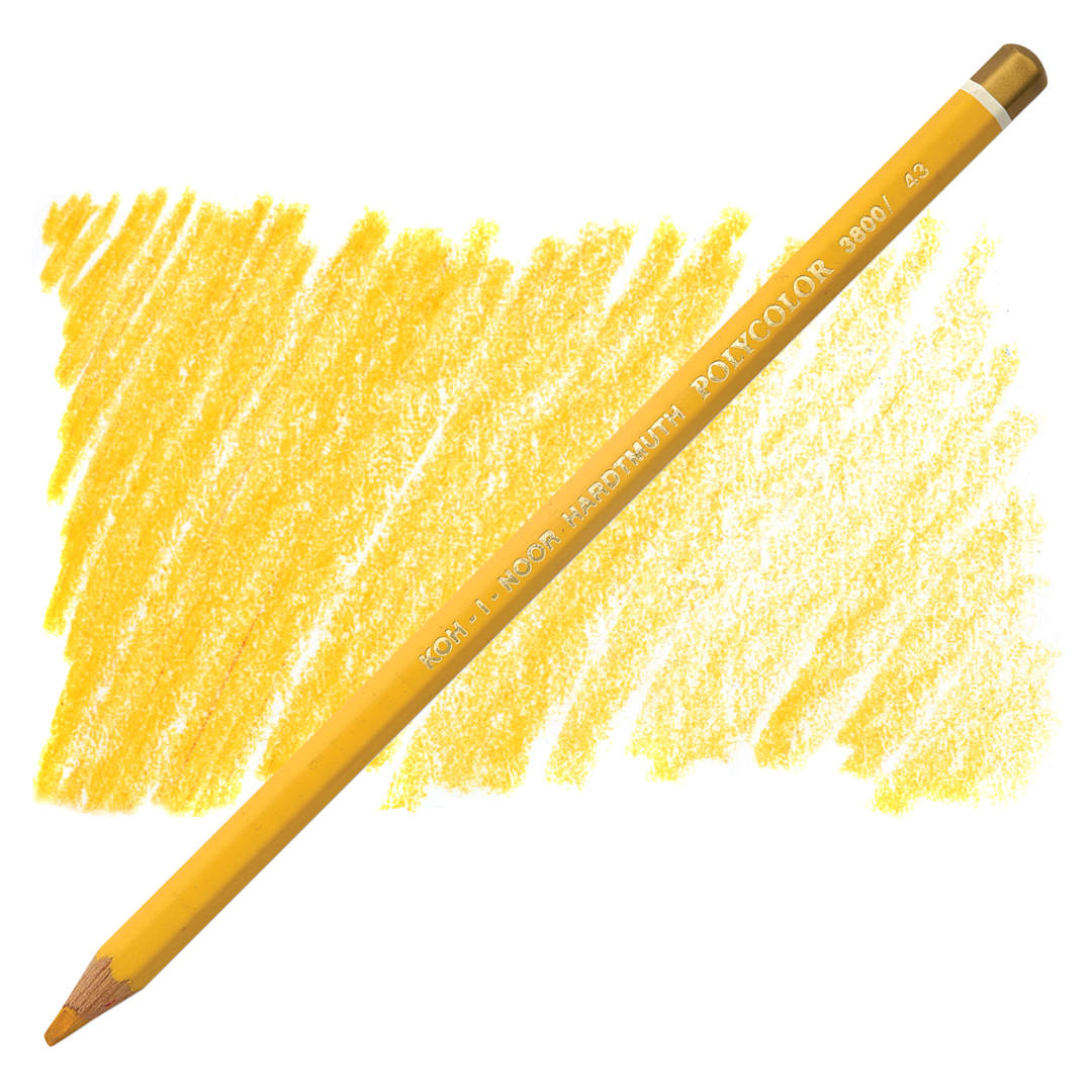 Open in modal - Koh-I-Noor Polycolor Dry Color Drawing Pencil - Canary Yellow 43, swatch and pencil