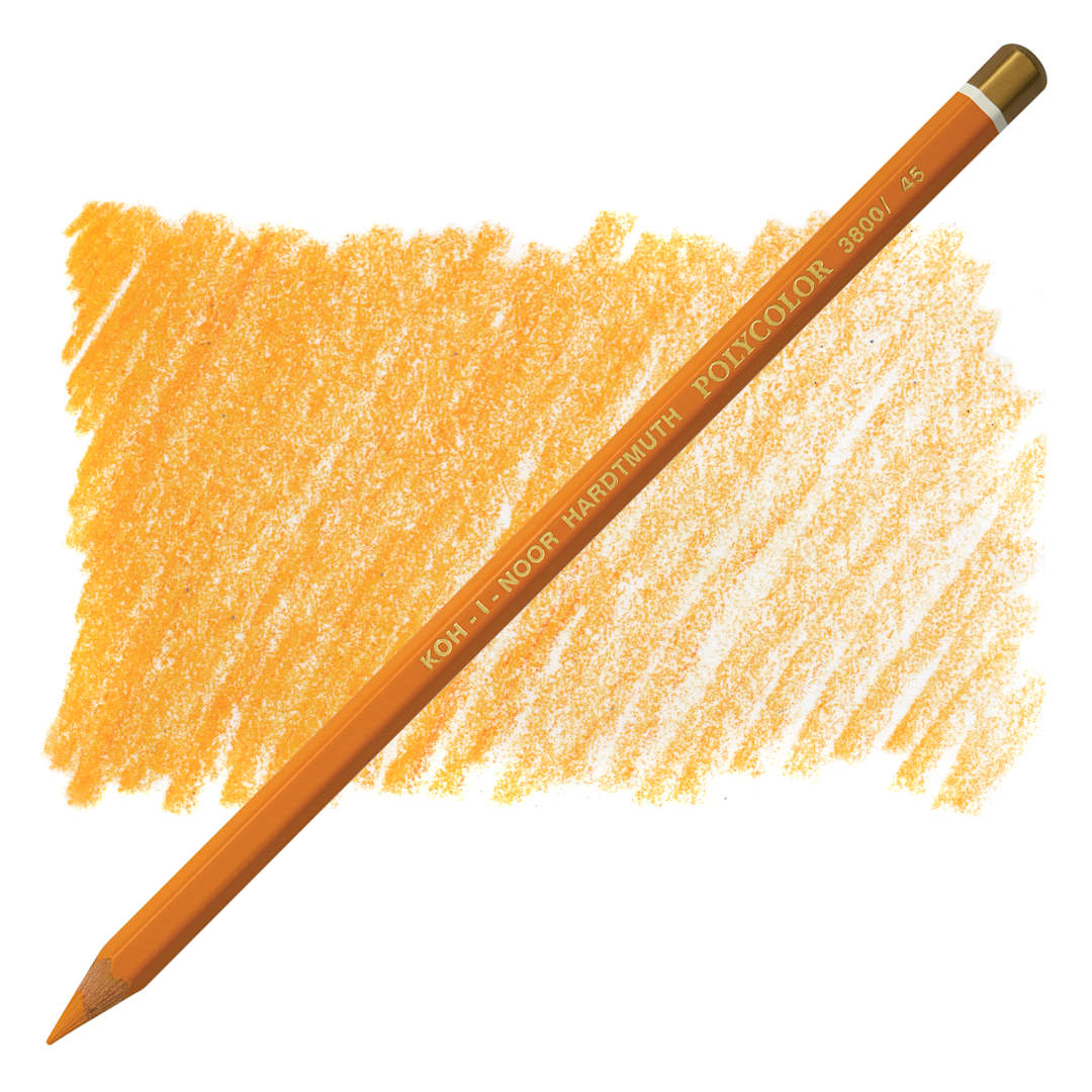 Open in modal - Koh-I-Noor Polycolor Dry Color Drawing Pencil - Light Orange 45, swatch and pencil