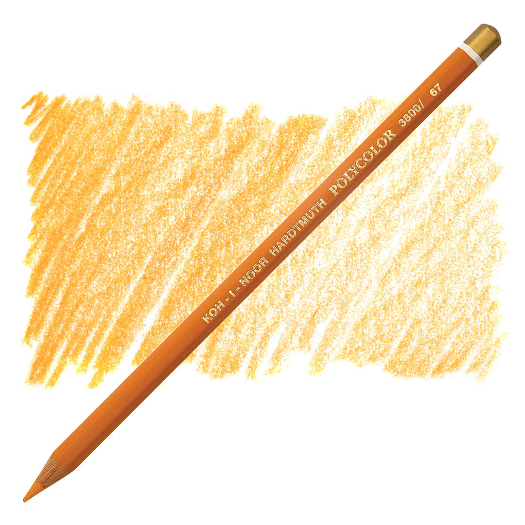 Open in modal - Koh-I-Noor Polycolor Dry Color Drawing Pencil - Cadmium Orange 67, swatch and pencil