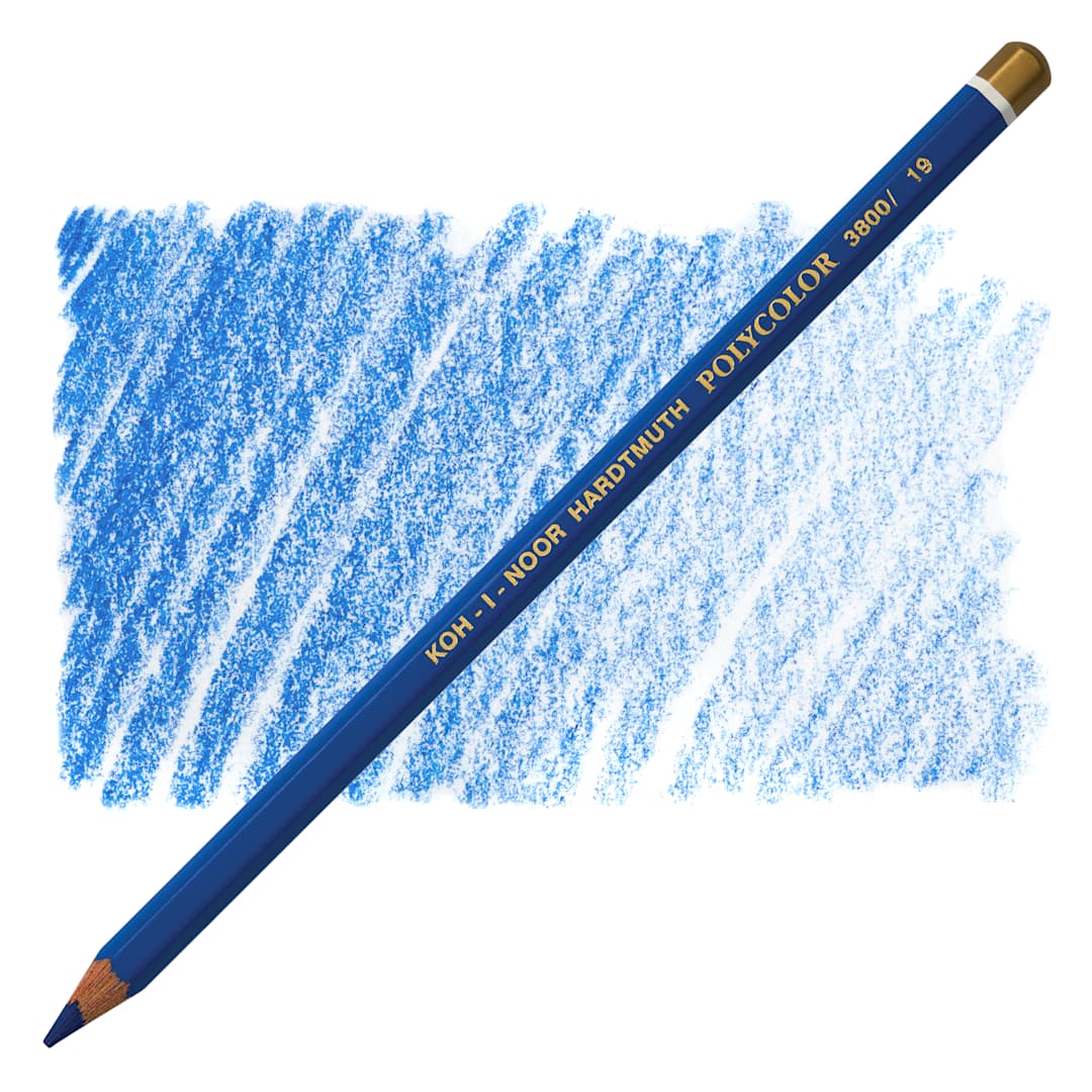 Open in modal - Koh-I-Noor Polycolor Dry Color Drawing Pencil - Dark Blue 19, swatch and pencil