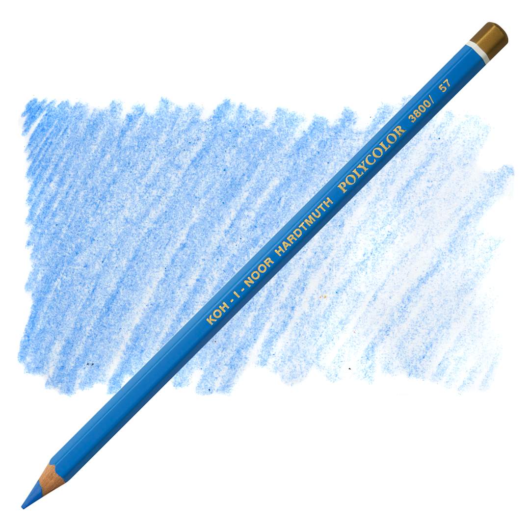 Open in modal - Koh-I-Noor Polycolor Dry Color Drawing Pencil - Mountain Blue 57, swatch and pencil