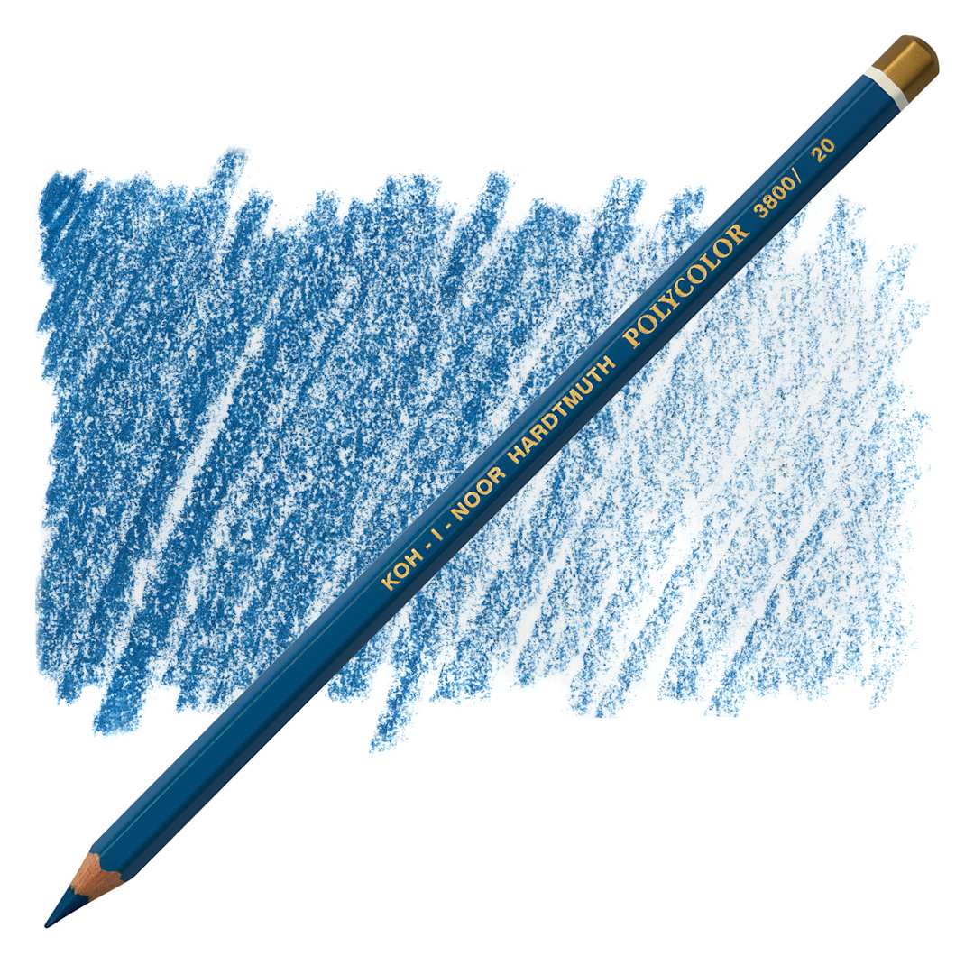 Open in modal - Koh-I-Noor Polycolor Dry Color Drawing Pencil - Prussian Blue 20, swatch and pencil
