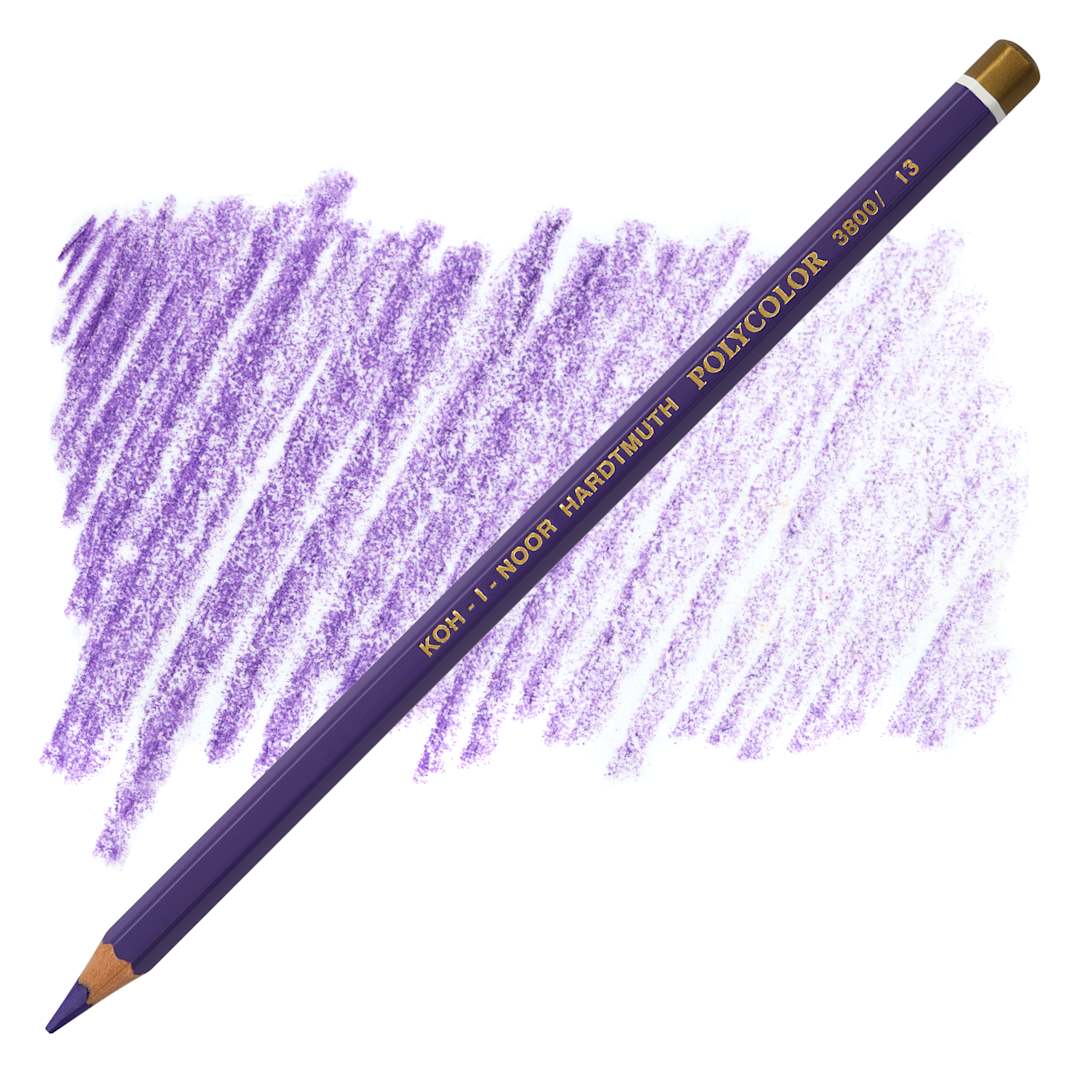 Open in modal - Koh-I-Noor Polycolor Dry Color Drawing Pencil - Violet 13, swatch and pencil