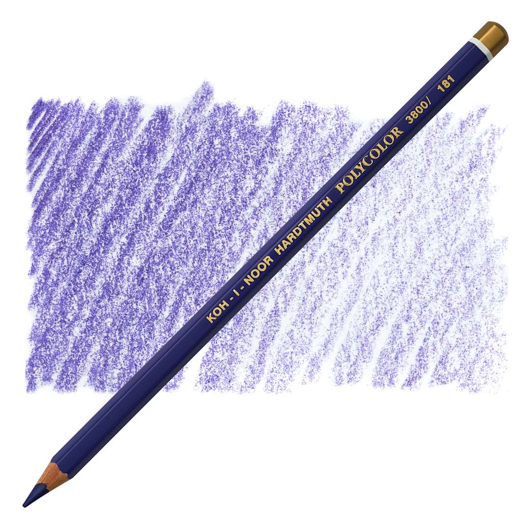 Open in modal - Koh-I-Noor Polycolor Dry Color Drawing Pencil - Blue Violet 181, swatch and pencil