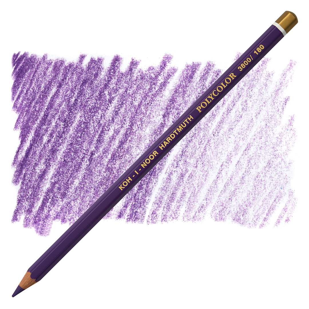 Open in modal - Koh-I-Noor Polycolor Dry Color Drawing Pencil - Windsor Violet 180, swatch and pencil