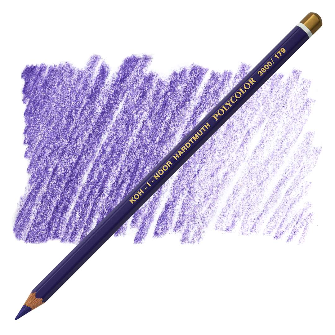 Open in modal - Koh-I-Noor Polycolor Dry Color Drawing Pencil - Permanent Violet 179, swatch and pencil