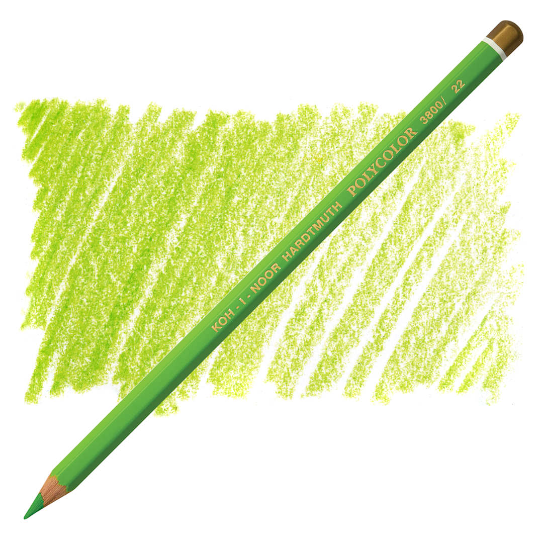 Open in modal - Koh-I-Noor Polycolor Dry Color Drawing Pencil - Bice Green 22, swatch and pencil