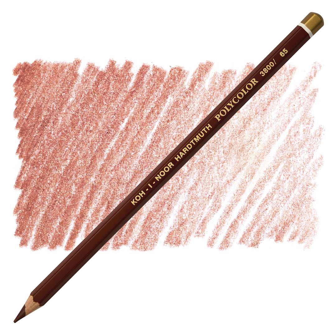 Open in modal - Koh-I-Noor Polycolor Dry Color Drawing Pencil - Terracotta 65, swatch and pencil