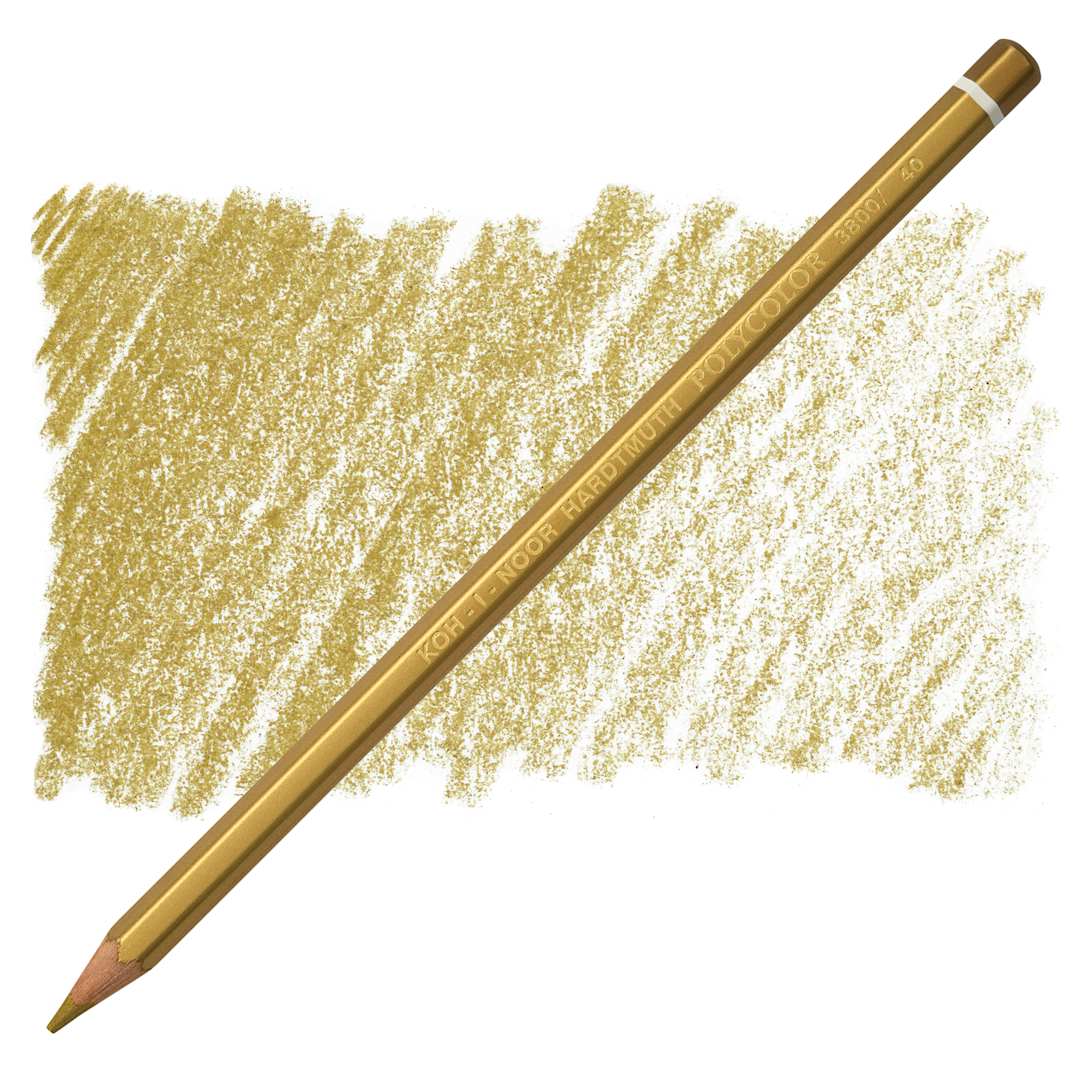 Open in modal - Koh-I-Noor Polycolor Dry Color Drawing Pencil - Gold 40, swatch and pencil
