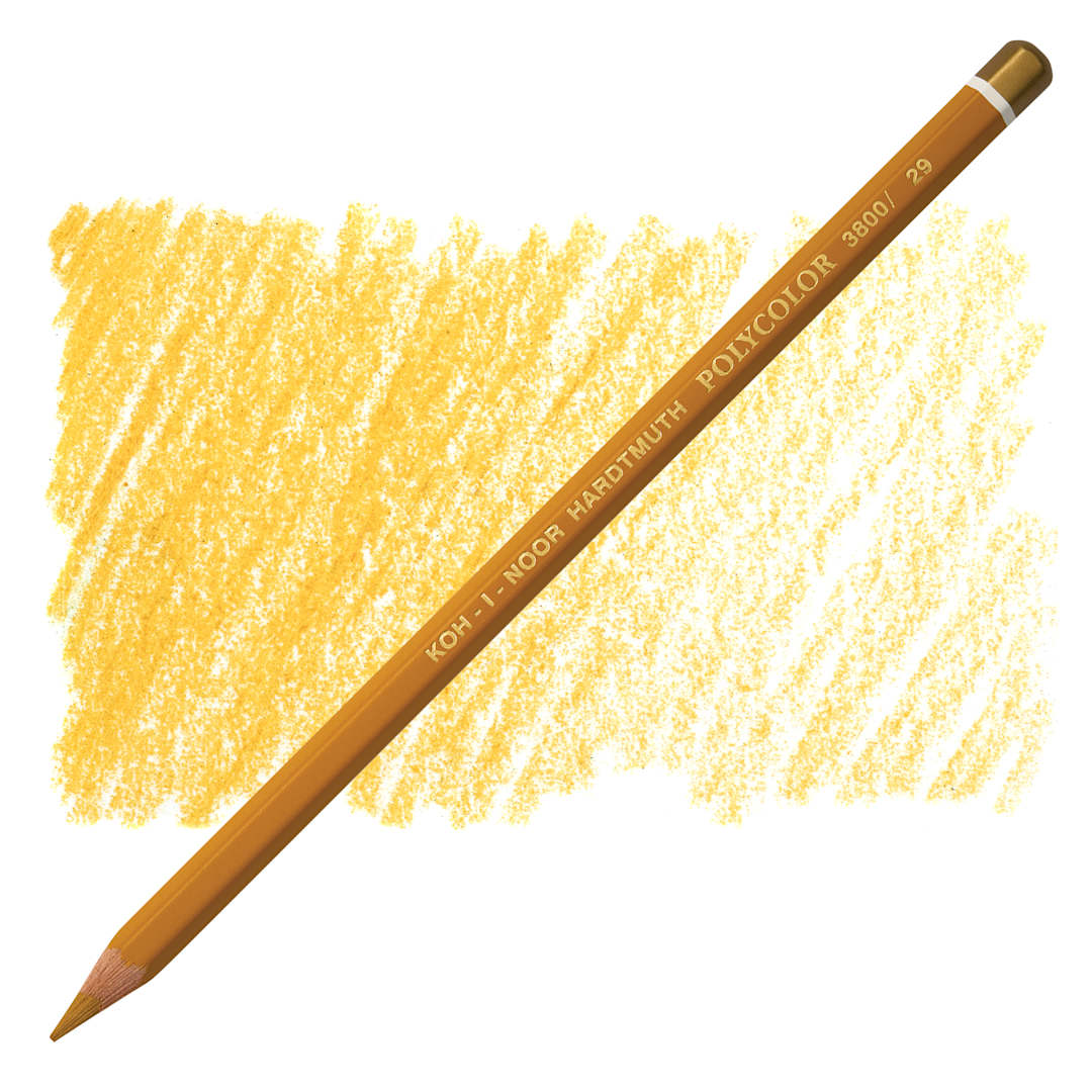 Open in modal - Koh-I-Noor Polycolor Dry Color Drawing Pencil - Dark Ochre 29, swatch and pencil