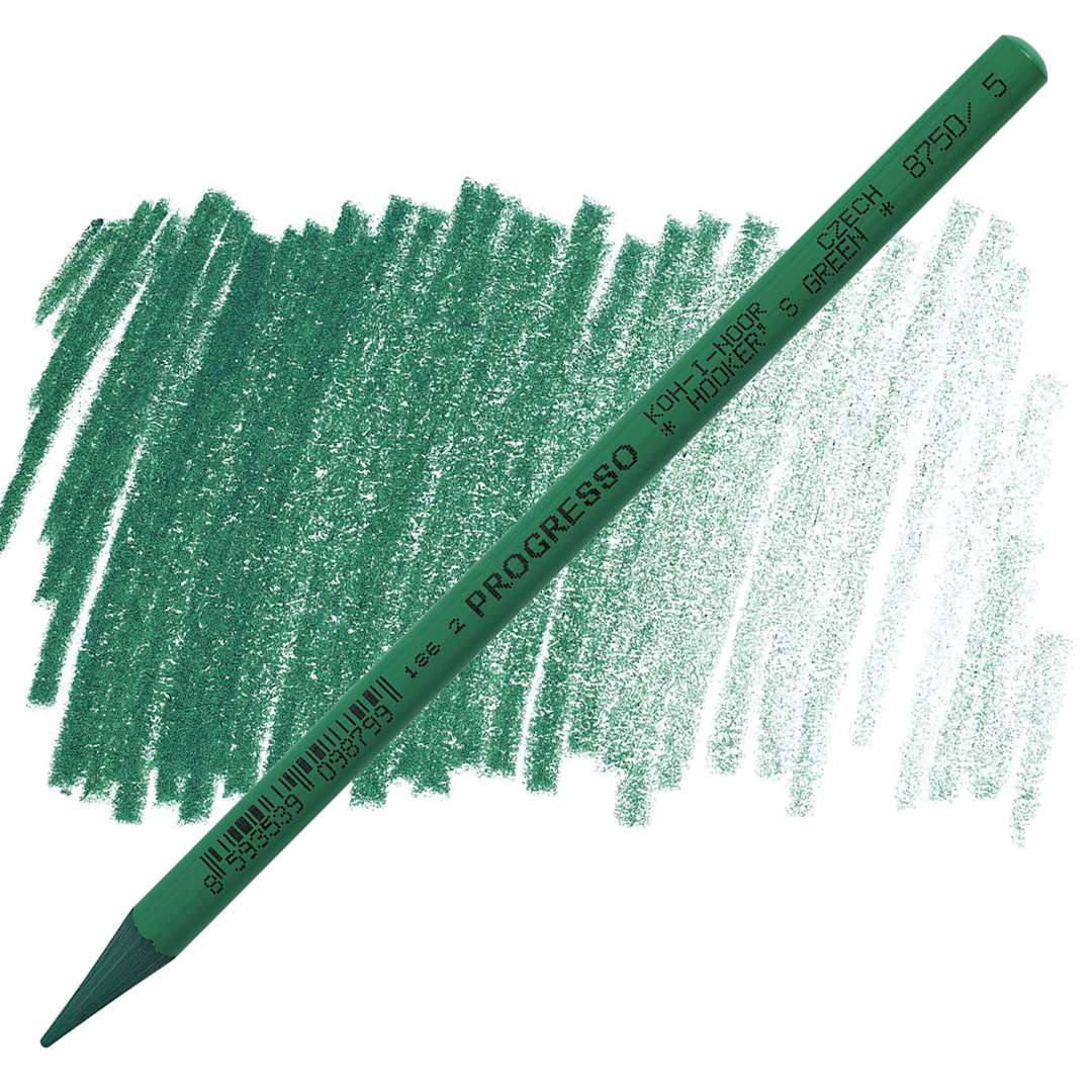 Open in modal - Koh-I-Noor Woodless Colored Pencil - Hooker's Green pencil and swatch