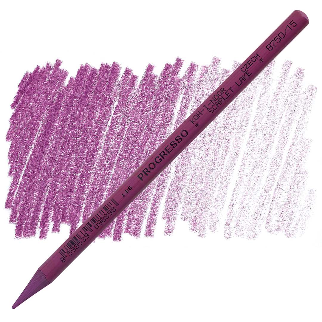 Open in modal - Koh-I-Noor Woodless Colored Pencil - Scarlet Lake pencil and swatch