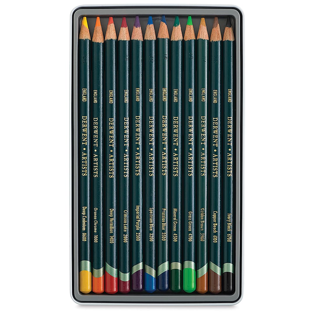 Open in modal - Derwent Artist Pencil Set - Tin Box, Set of 12 (set contents)