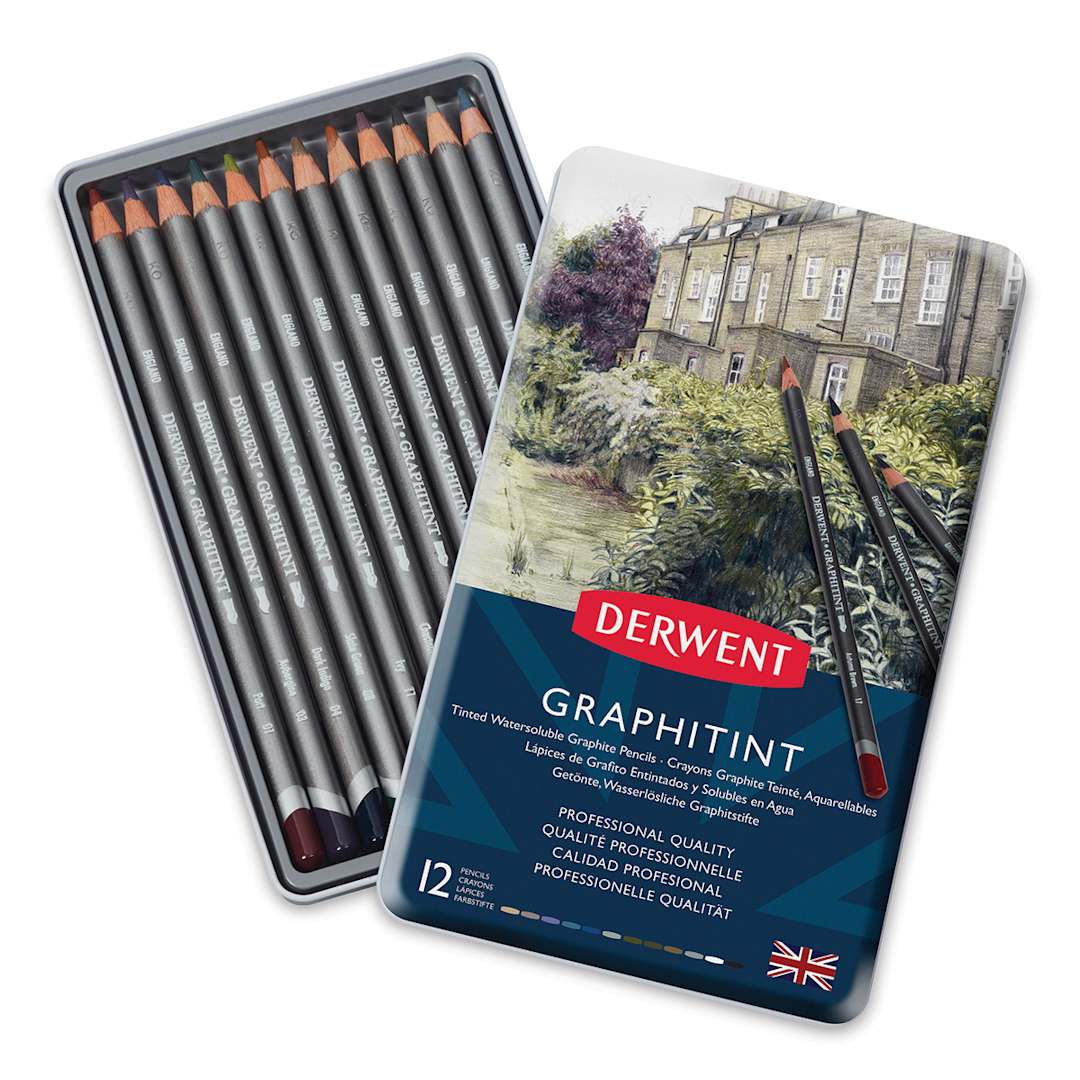 Open in modal - Derwent Graphitint Pencils - Set of 12  Pencils inside open package