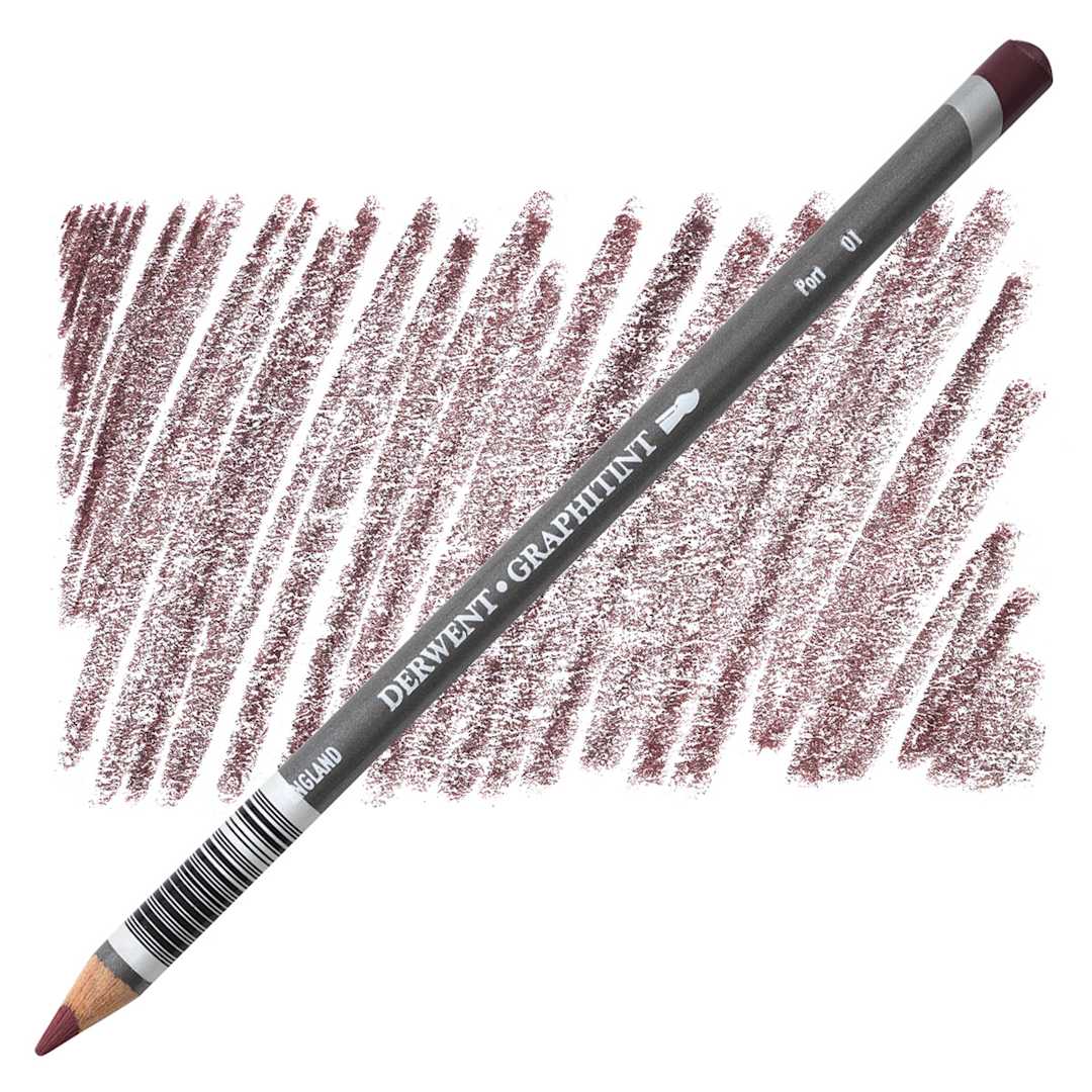 Open in modal - Derwent Graphitint Pencil - Port pencil and swatch