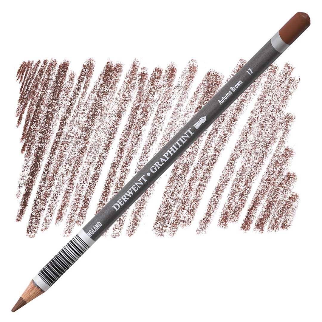 Open in modal - Derwent Graphitint Pencil - Autumn Brown pencil and swatch