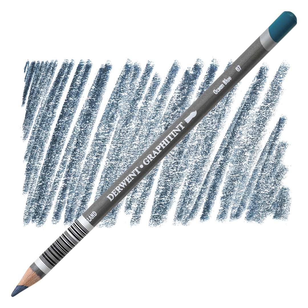 Open in modal - Derwent Graphitint Pencil - Ocean Blue pencil and swatch