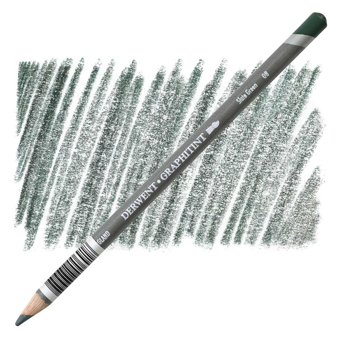 Open in modal - Derwent Graphitint Pencil - Slate Green pencil and swatch