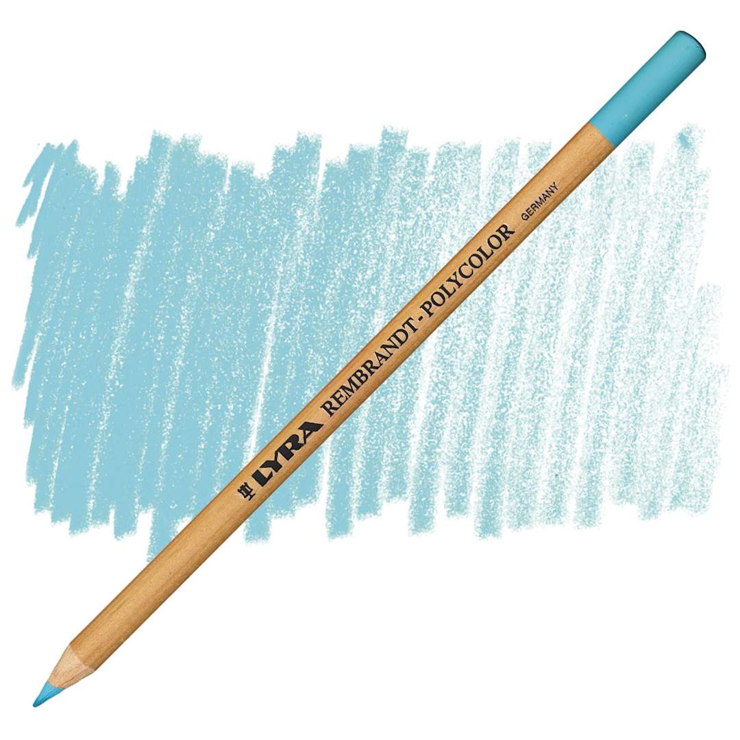 Open in modal - Lyra Rembrandt Polycolor Premium Oil-Based Colored Pencil - Light Turquoise pencil and swatch