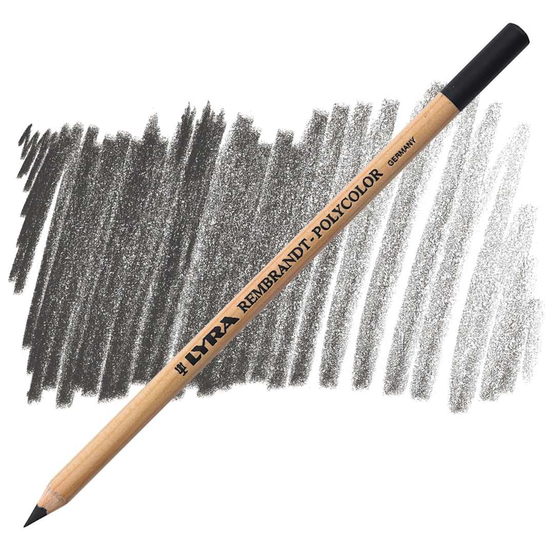 Open in modal - Lyra Rembrandt Polycolor Premium Oil-Based Colored Pencil - Black Soft pencil and swatch