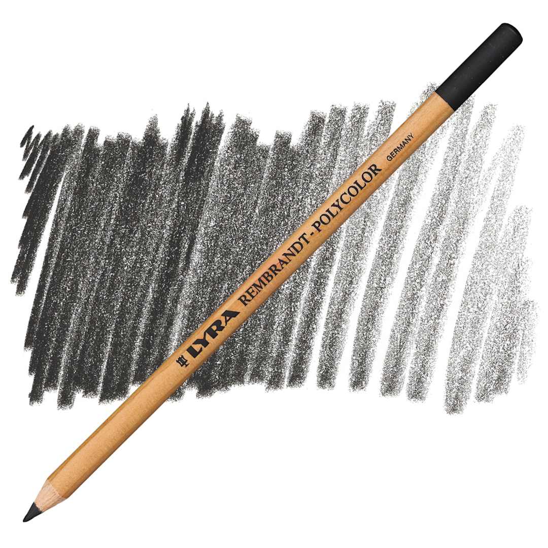 Open in modal - Lyra Rembrandt Polycolor Premium Oil-Based Colored Pencil - Black pencil and swatch